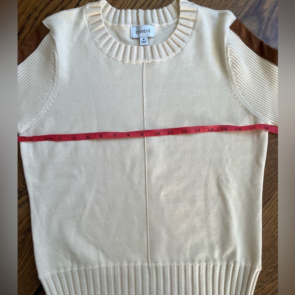 EVEREVE Cream  Women's Sweater with suede trim - Picture 6 of 9